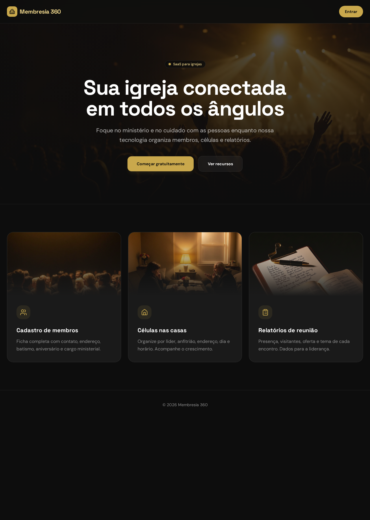 Página inicial do Membresia 360